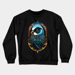 blue bird on a slightly yellow background Crewneck Sweatshirt